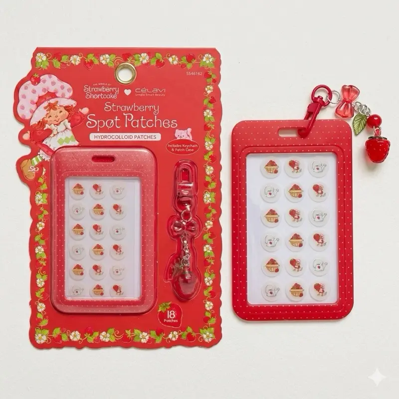 Strawberry Shortcake Hydrocolloid Blemish Patch Holder & Key Chain Set