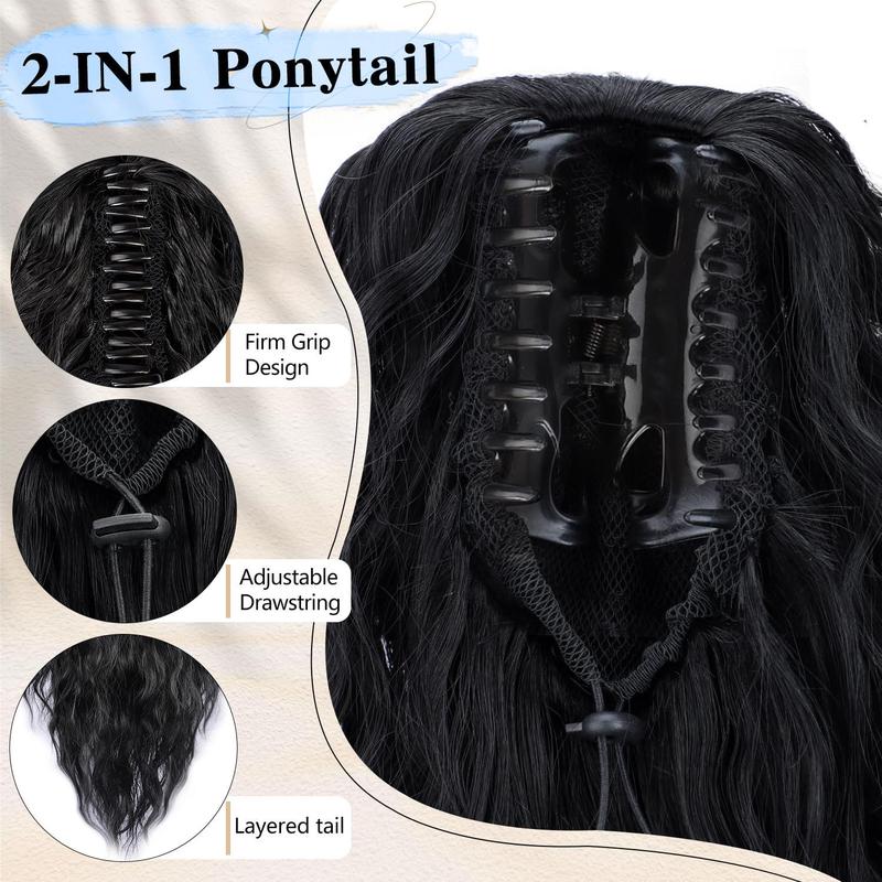 Curly Wavy Ponytail Extension 18 Inch Long Pony Tail Claw Clip Hair Extensions Fluffy Natural Looking Hair Piece Synthetic Hairpiece for Women Girls Party Daily Use Brown with Blonde Highlights Wave Wig Clip Hair Extensions Curly Wavy Ponytail Extension 18 Inch Long Pony Tail Claw Clip Hair Extensions Fluffy Natural Looking Hair Piece Synthetic Hairpiece for Women Girls Party Daily Use Brown with Blonde Highlights Wave Wig Clip Hair Extensions