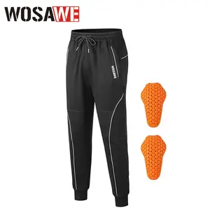 WOSAWE Men's Motorcycle Fleece Lined Sweatpants with Removable Pads Multi Sports Pants for Men Running Workout Gym
