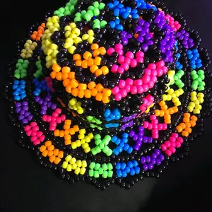 NEON NIGHTS kandi bucket hat - Vibrant Rainbow Beaded Design for Festive Outfits