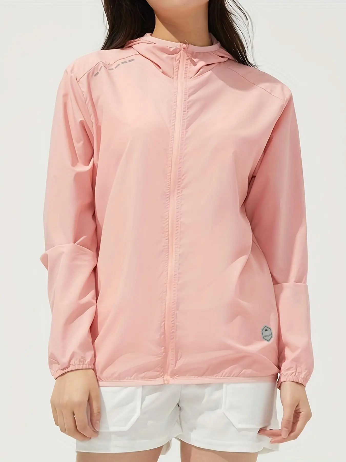 Women's Graphic Print Zip Up Hooded Jacket, Casual Raglan Sleeve Windproof Coat  for Daily Wear, Ladies Clothes for All Seasons
