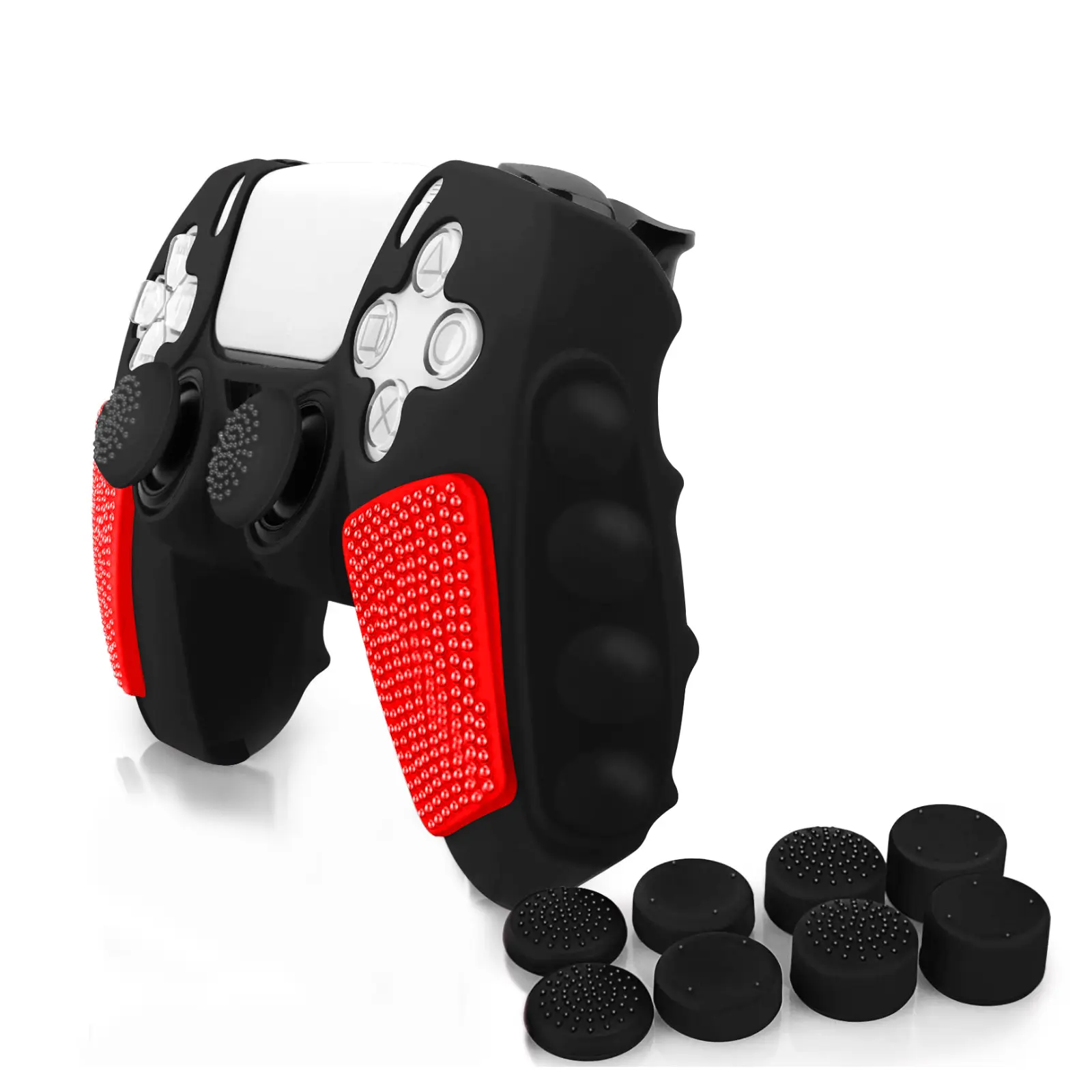 Protective Case + Joystick Caps for Sony Ps 5 Controller, Console Accessories, Gaming Accessories, Color Match, Durable Protection, Non-Slip, Essential for Gamers (includes 1 Case + 8 Caps)