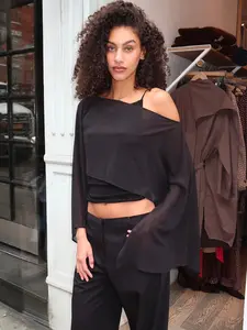 Elysia Sheer Poncho Top in Black