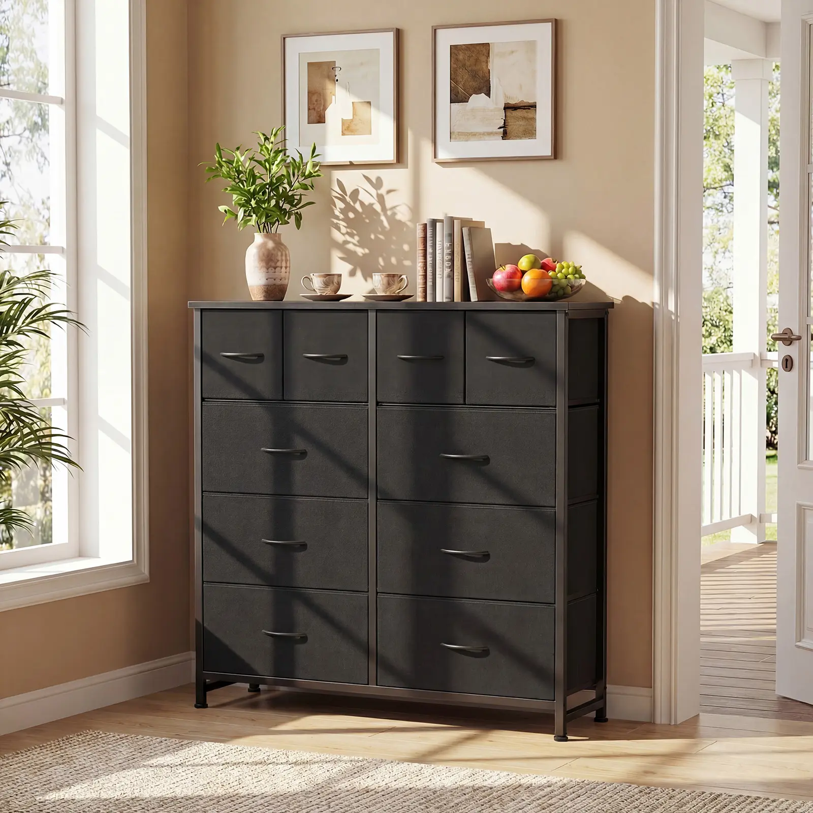 Sweetcrispy 10-Drawer Fabric Cabinet - Modern Removable Drawer Storage Cupboard, Bedroom Dresser for Bedrooms, Living Rooms, Dresser For Bedroom