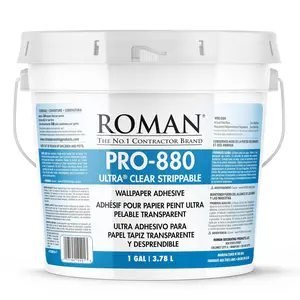 Roman PRO-880 Wallpaper Adhesive - Ultra Clear Strippable Paste for All Wallcoverings, 1 Gallon (Covers 330 Sq. Ft) Roman Decorating Products