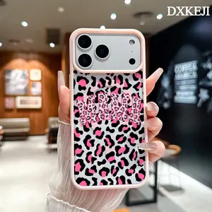 Pink Leopard Print MAMA Pattern Magnetic MagSafe Phone Case for iPhone 17 Air/16 Pro Max 15 Pro 14 13 12 11 Plus Shockproof Slim Protective Cover Supports Wireless Charging Case Casing