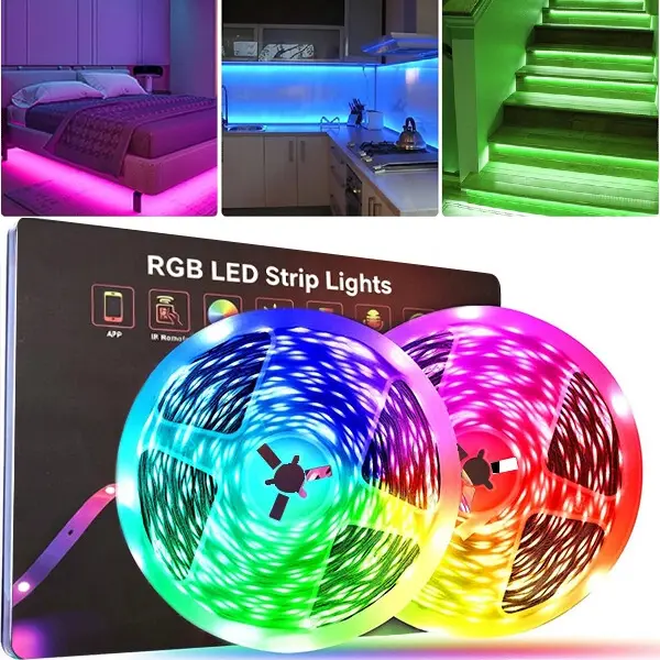 100FT Led Strip Lights RGB Music Sync for Bedroom, More 100ft 50ft Bluetooth Christmas Lights with Smart App and Remote Control Indoor Lighting, for Room Decorating Party Decor(1 Roll of 50ft)