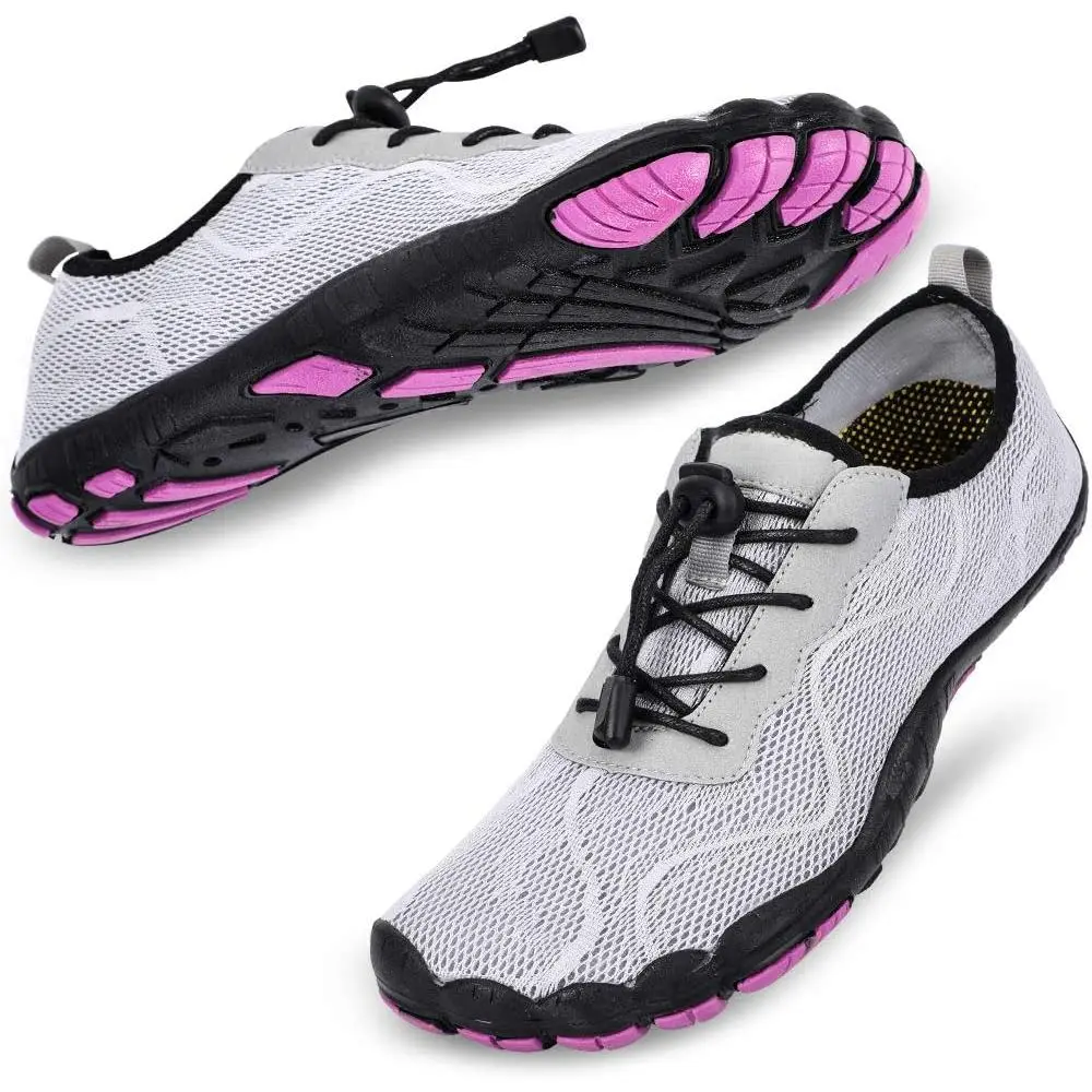 Women's Breathable Watershoes Quick Dry, Lightweight Slip-on Barefoot Shoes with Drainage Holes for Beach & Surf, Swimming Shoes, Sporty Water Shoes