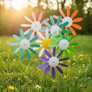 Classic Spinning Daisy 3 Sizes Various Colors Outdoor Yard Decorations Lawn Ornaments Christmas Halloween Birthday Party Graduation School Colors Planter Supplies Whimsical Crafts Potted Flowers Indoor Plants Bouquets