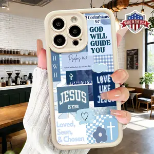 Artistic Christian Bible Verse Collage Pattern Case for iPhone 17 16 15 14 Pro Max 13 12 11 XR XS Plus Air Slim Shockproof Anti Drop Protective Lightweight TPU Cover