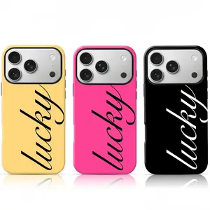 Lucky Script Design Phone Case Double-Layer Themed Phone Case Protection, Shockproof, Anti-Drop, Anti-Fingerprint For IPhone 17-12, Pro Max, Pro Plus, and Samsung S25-22 Protection Safety