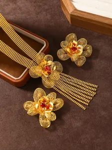 Flower Design Jewelry Set, Fashion Necklace & Dangle Earrings for Party, Daily Clothing Decor, Trendy All-match & Exquisite Jewelry for Birthday Gift