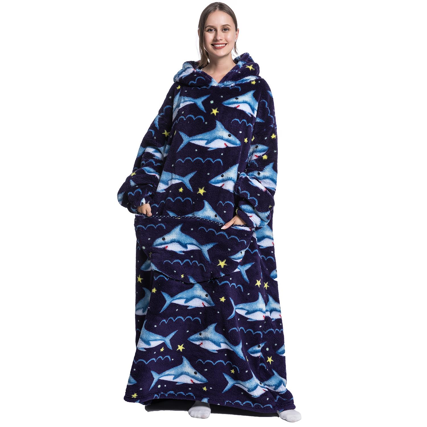 Msrlassn Plus Size Wearable Blanket Hoodie as Gift for Women Men Mom Girlfriend Mid Year Sale, 1Pcs Oversized Nightgown Loungewear Womenswear Wearable Hoodie Sherpa Fleece Sweatshirt Blanket Warm Hoodie with Pocket Deals For You