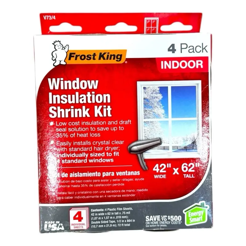 Frost King Window Insulation Shrink Kit 4 Pack Clear 42x62 in V73/4 Easy Install
