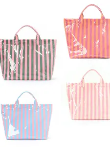 New Fashion Striped Tote Bag, Lightweight Handbag, Commuter Large Capacity, Portable Travel Shoulder Bag, Casual Style, Casual Shopping Bag, All Seasons