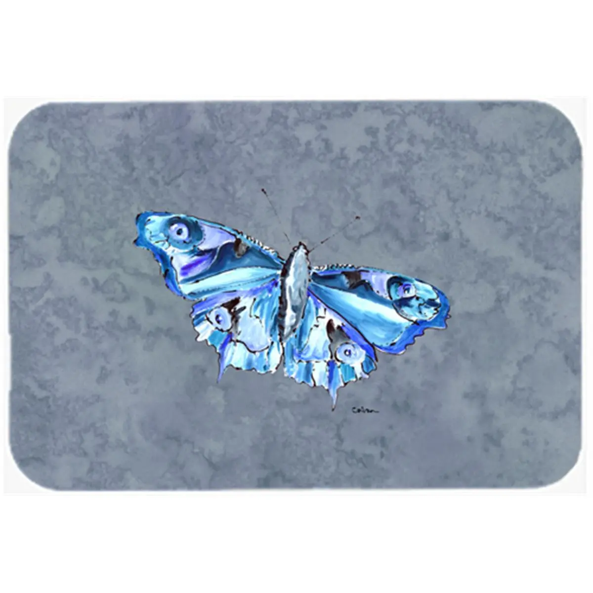 212 MAIN Large Non Slip Mousepad - Permanently Dyed Polyester Computer Accessory, Heatproof Gray Butterfly Art Design, Multi-Use as Hot Pad or Trivet