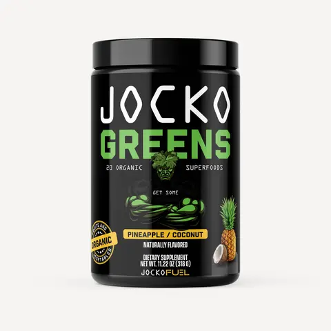Jocko Fuel Natural Organic Greens Superfoods Powder (Coconut/Pineapple Flavor) - Adults' Vitamins Supplement, 9B CFU Daily Supplement System with Ashwagandha Adaptogen Benefits for Selfcare Healthy Green Juice Dietary Support