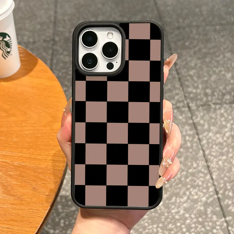 Aesthetic Monochrome Checkerboard Magnetic Protective Smartphone Case - MagSafe Ready, TPU, Lightweight, Ultra-Thin, Shockproof Cover for iPhone 11/12/13/14/15/16/17 & Pro Max Handheld Cellphone Devices Accessory