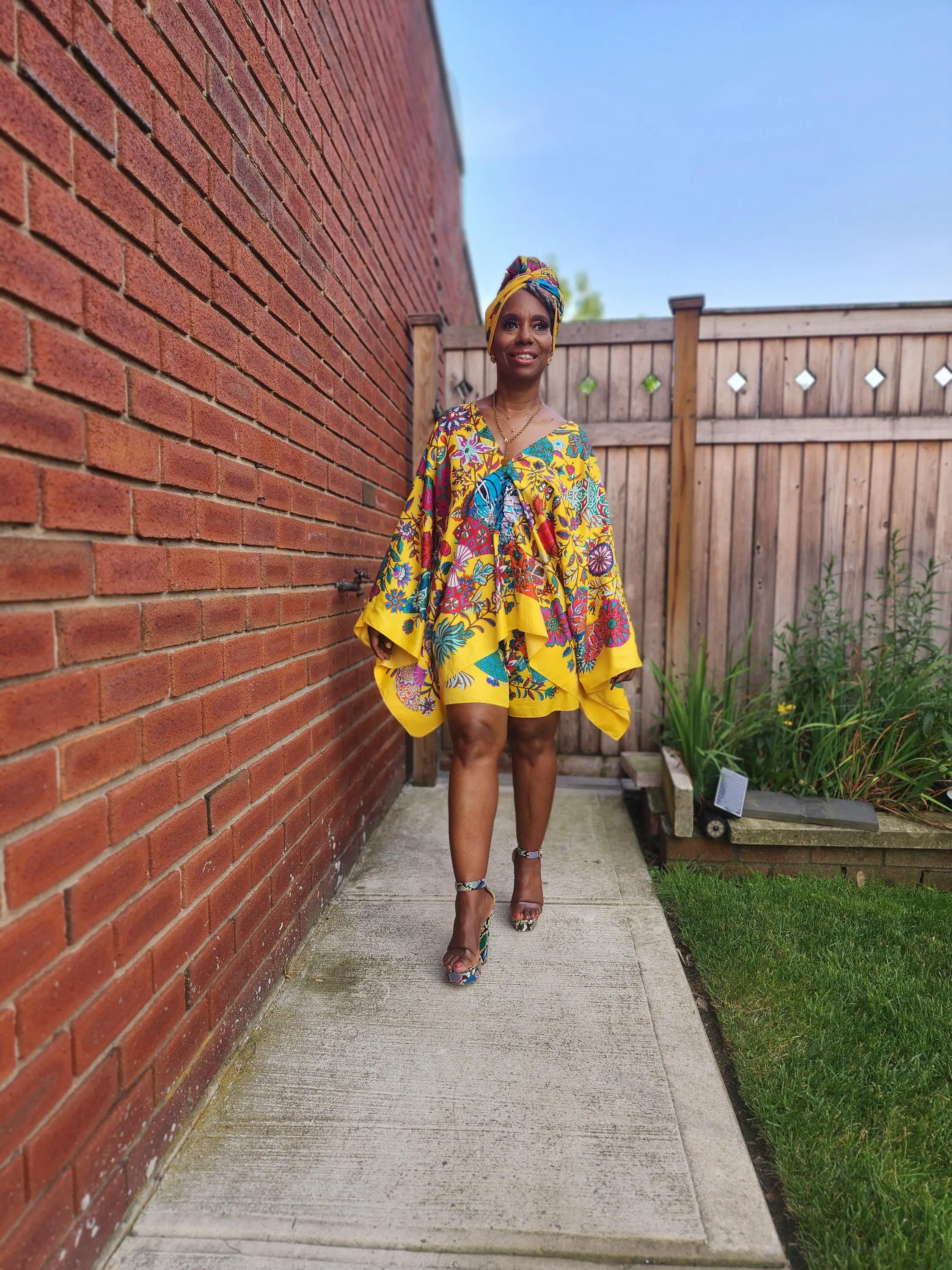 LiiLiiGiirl Sequin Afro-Girl Kaftan Tunic Top with Shorts & Scarf