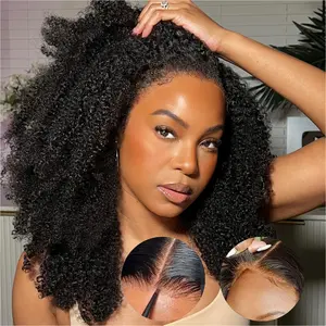 VIPbeauty Wear and Go Glueless Wig Afro Kinky Curly Lace Front Wigs Human Hair 5x5 HD Lace Kinky Curly Wigs for Women Lace Pre Cut Glueless Wigs Human Hair Pre Plucked