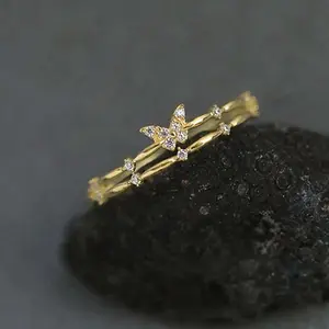 Double Layer Butterfly Zircon Ring for Women – Y2K Style Statement Jewelry, Personalized Gift