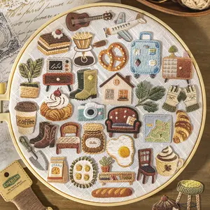 Vintage Embossed Knit Stickers Pack of 30, DIY Scrapbooking Scrapbook Decorative Paper Crafts, Handmade Album Adhesive Decals