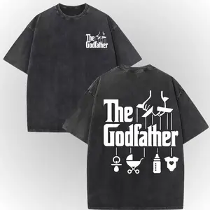 The Godfather Parody Acid Wash T Shirt, Cool Godparent Proposal Gift for New Godfathers, Perfect for Baby Shower Parties and Everyday Family Humor