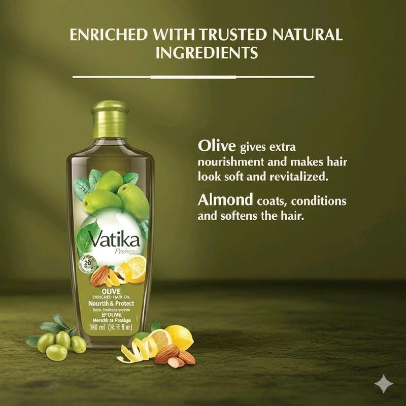 Dabur Vatika Olive Enriched Hair Oil 300ml Pack of 2 - Nourishing Indian Oil for Women & Men - Natural, Moisturize Conditioner Gentle  Aceite Capilar Dabur Olive: nutritivo