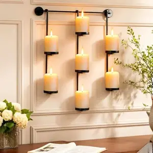 Iron Wall-Mounted 7-Head Candle Holder, Perfect for Halloween, Christmas, and Other Festive Home Decorations, 1 Piece