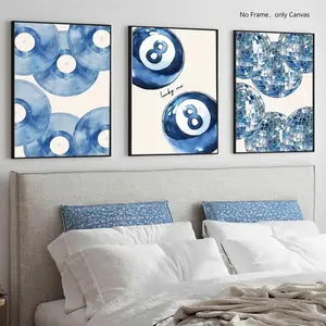 Abstract Blue Marble Pattern Unframed Painting, 3 Counts/set Canvas Wall Art Poster, Wall Art Decor for Home Living Room Bedroom Dining Room, Art Wall Decoration