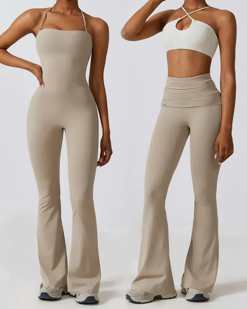 GymCandi - Convertible Flared Leg Jumpsuit