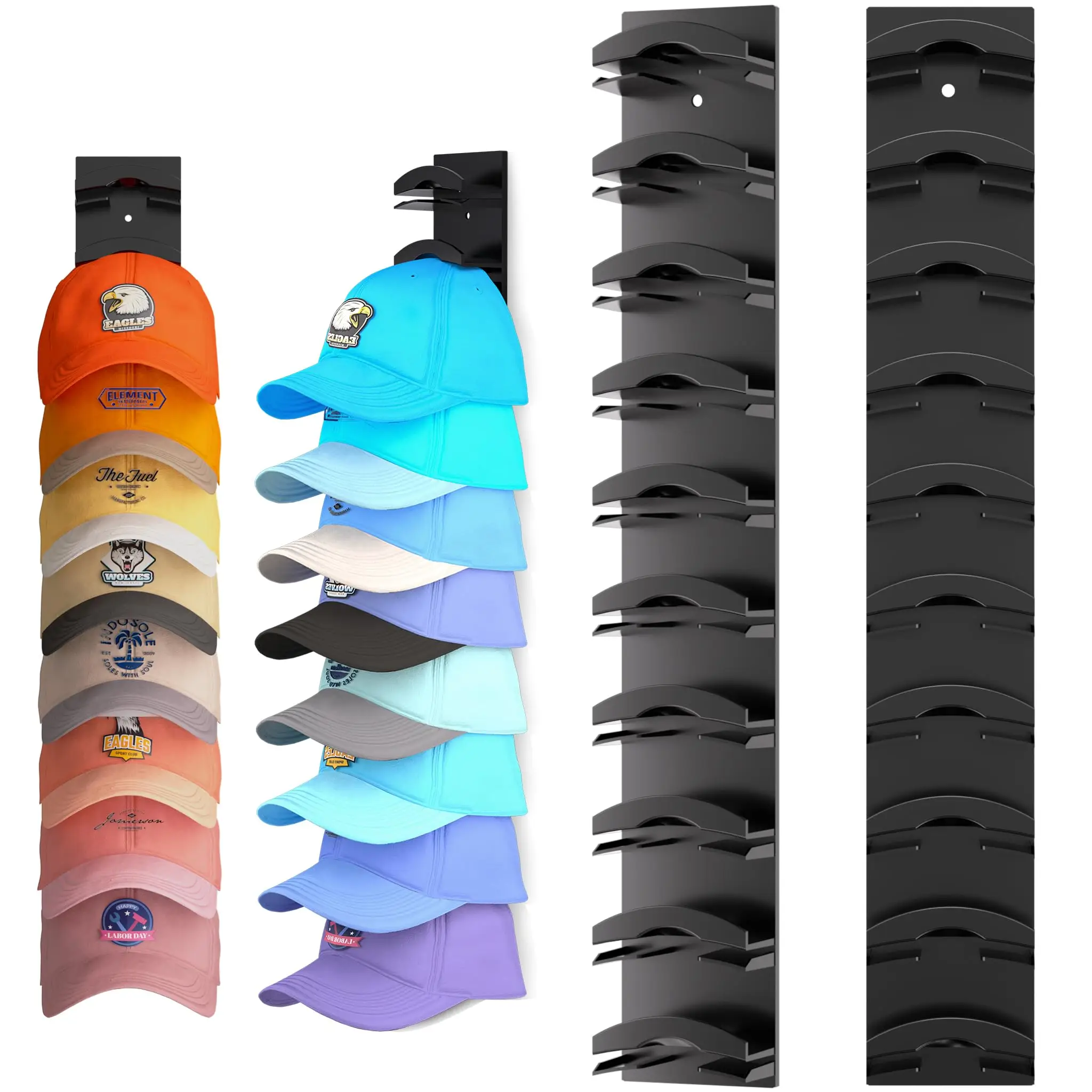 Hat Organizer for Caps 2Pack, Hat Rack for Wall with Strong Adhesive Hold up to 20 Hats, Hat Hanger Holder Display for Door Closet, Storage Multilay