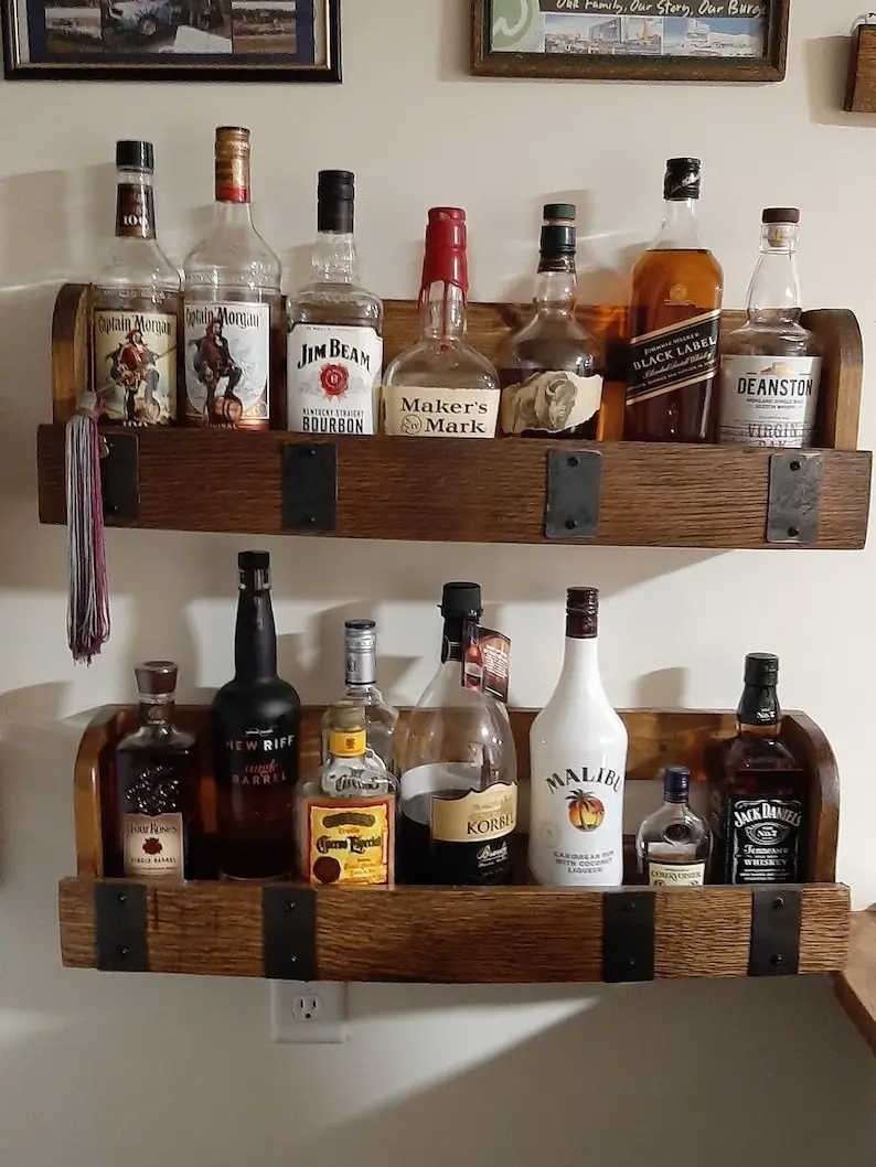 Whiskey Barrel Stave Wall Shelf
