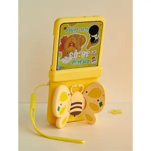 Cute Cartoon 3D Bee Holder Hinge Protective Case For Samsung Galaxy Z Flip 7 6 5 4 3 For Motorola Razr 60 50ultra Razr 40 Ultra