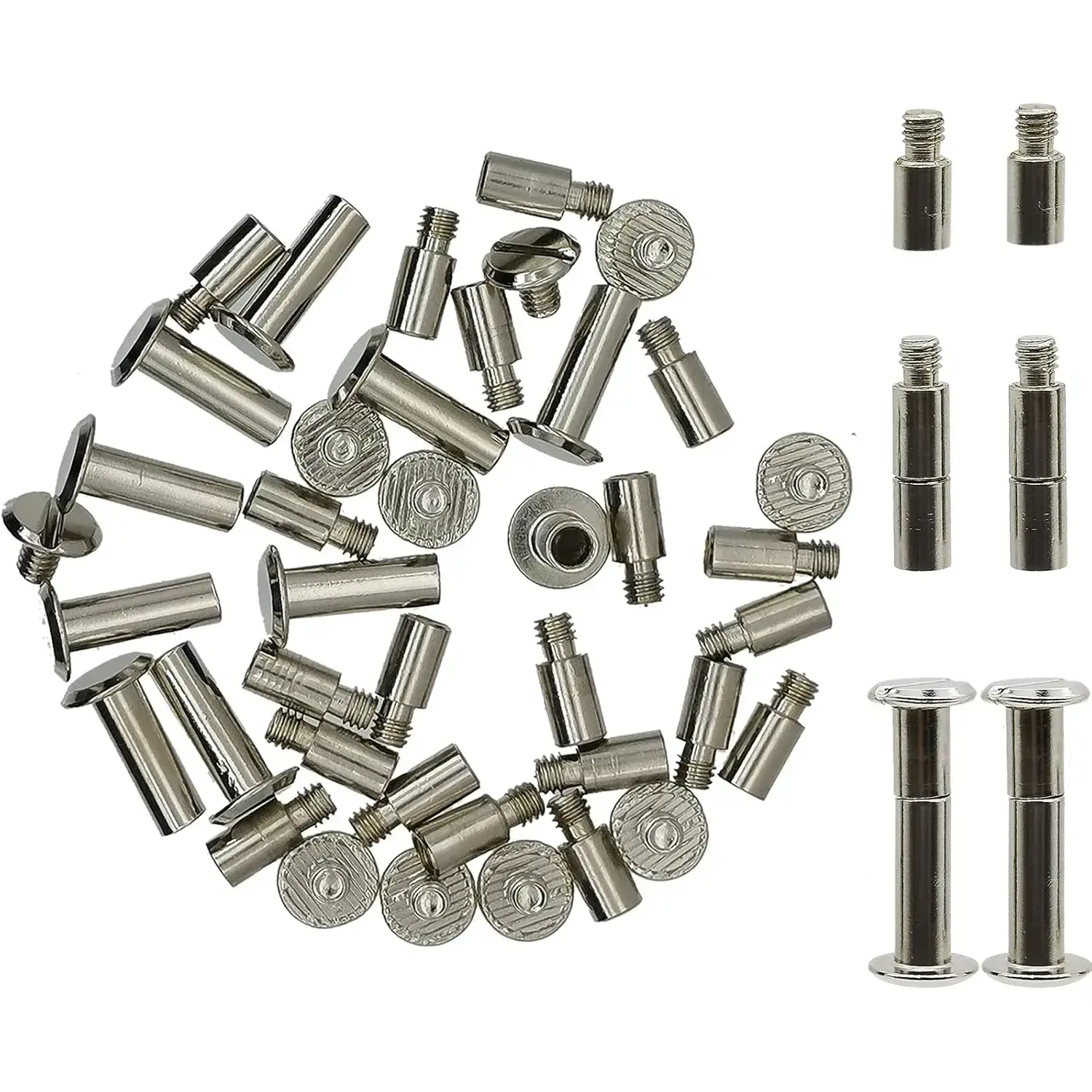 Sturdy 30-Pack Silvery Chicago Screws & Extension Posts (5mm Diameter) with Anti-Corrosion Surface Treatment, for Binding, Extending Scrapbook Photo Album Refill Pages & Expanding Your Binder Accessory Use Case, Compatible with Pioneer Photo Albums