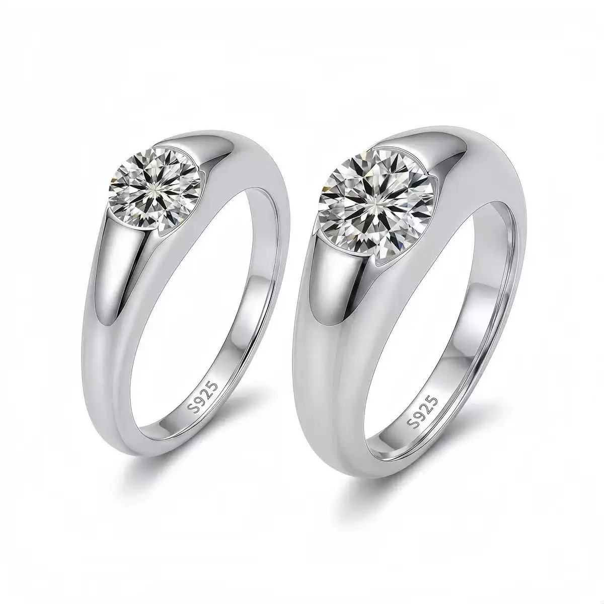 [EVA Jewelry] Unisex 925 Sterling Silver Meteor Synthetic Moissanite Ring, Elegant Bridal Statement Ring for Engagement & Wedding, Elegant Ring
