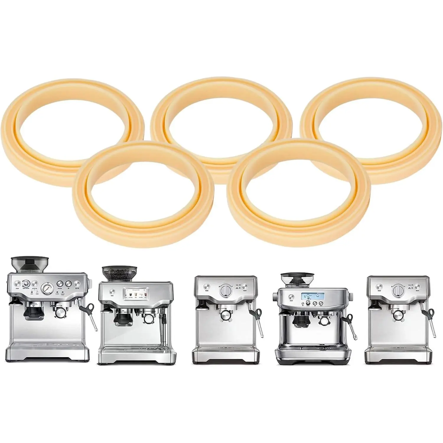 54mm Silicone Steam Ring for Breville Espresso Machine 878\/870\/860\/880\/810\/840\/450\/500 and Sage 880\/878\/875\/870\/810\/500 Replacement Parts, No BPA Grouphead Gasket 5PCS