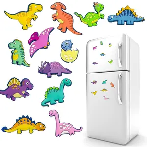 Cartoon Dinosaur Pattern Fridge Magnet, 12pcs Mini Cute Animal Cartoon Fridge Magnet, Fridge Decorative Magnet for Home Kitchen Refrigerator, Refrigerator Decorating Magnet