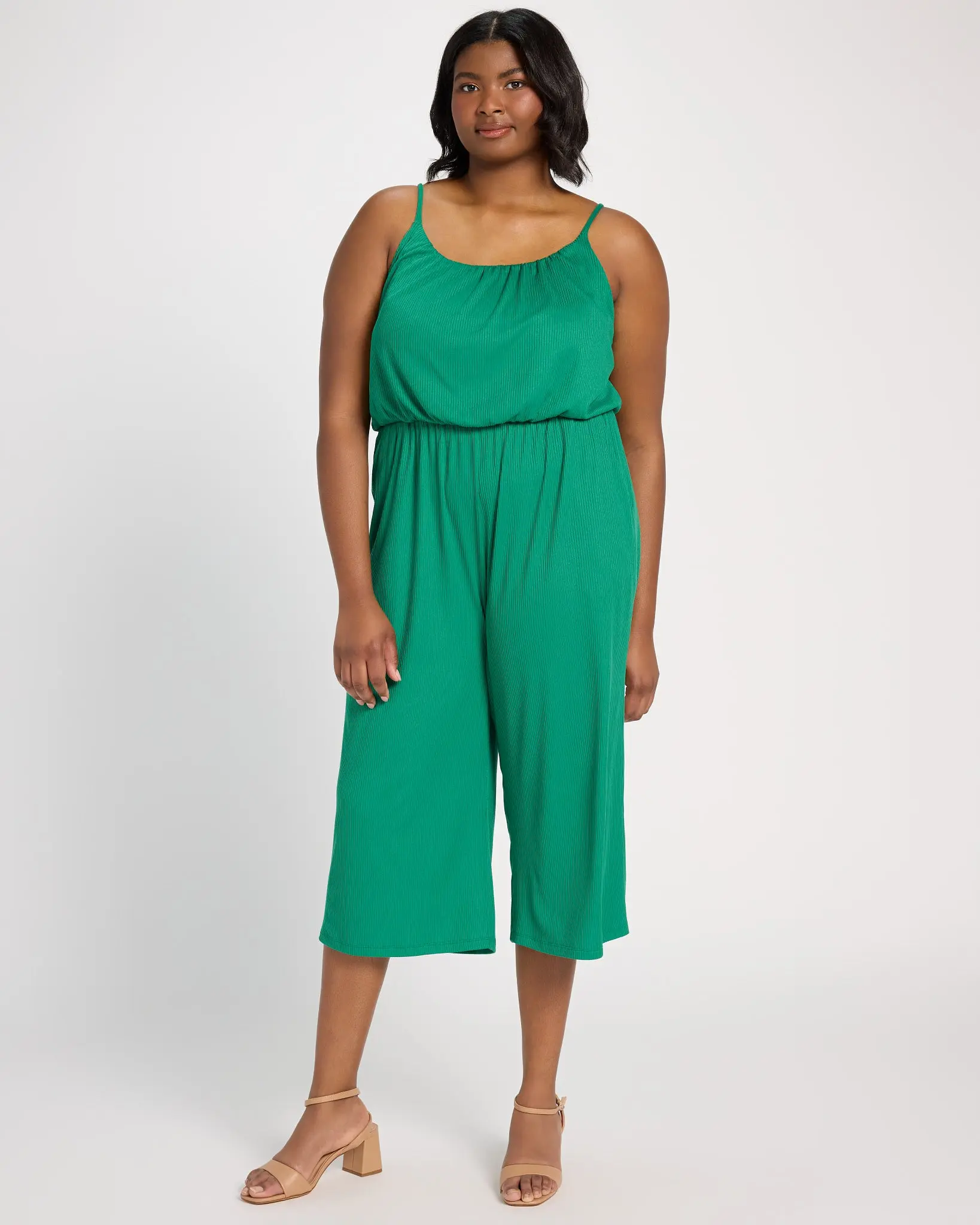 Plus Size Cropped Spaghetti Strap Jumpsuit