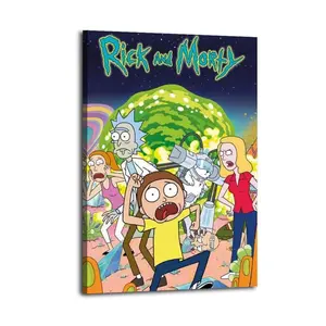 Rick And MortyPoster Oil Painting Printing Office Bedroom Aesthetic Decoration Canvas Wall Art Bar Cart Decor Aesthetic Prints Painting Decor
