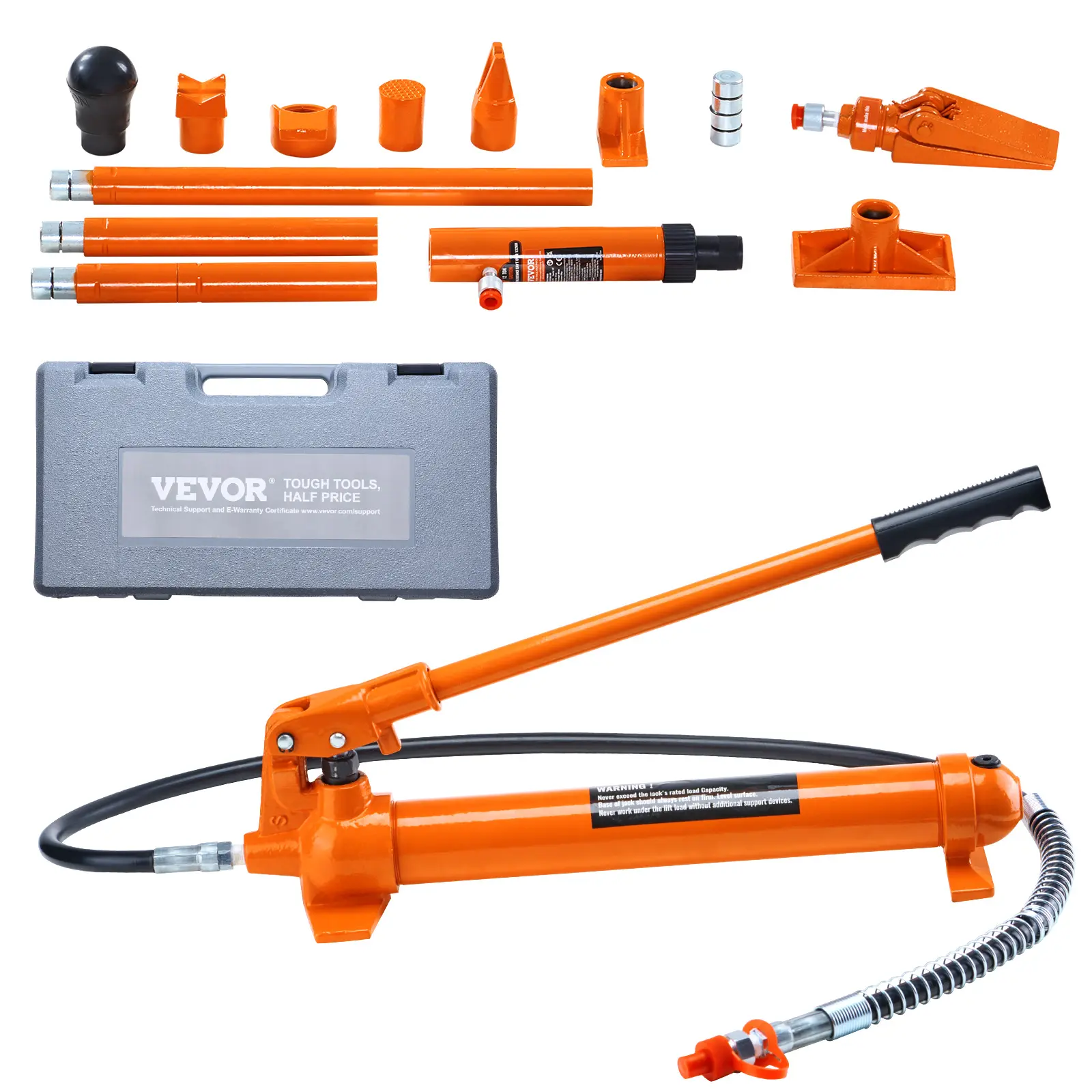 【summerfinds】VEVOR 12 Ton Porta Power Kit, Portable Hydraulic Jack with 4.6 ft/1.4 m Oil Hose, Auto Body Frame Repair Kit with Storage Case for Car Repair, Truck, Farm