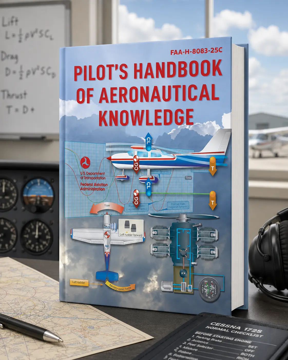 Pilot’s Handbook of Aeronautical Knowledge FAA-H-8083-25C – Aviation Training Manual, Private Pilot Ground School Study Guide, Aircraft Systems and Flight Reference Book