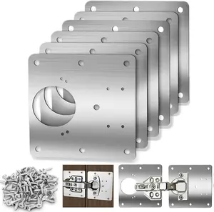 Valentine's Day Gift for Handyman 6 Pcs Cabinet Door Hinge Repair Plates, Cabinet Hinge Repair Board Replacement Kit, Metal Hinges Repair Fixing Plates with Screw for Kitchen Cupboard Door