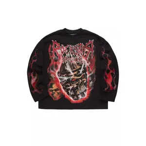 Torrez Black/Red Oversized Long Sleeve Graphic T-Shirt