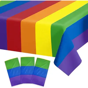 3 Pack Pride Rainbow Tablecloth 54 x 108 Inch Plastic Table Cloth Disposable Rectangle Table Cover for Rainbow Birthday Decorations  Shower Gay Pride Month Party