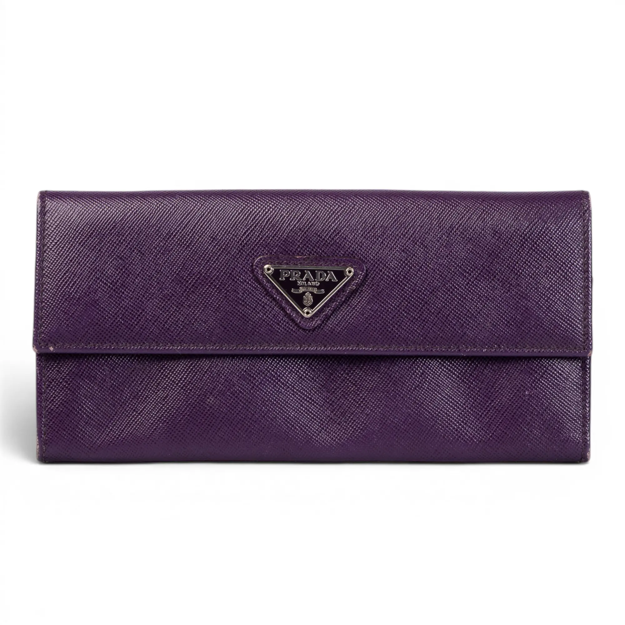 Pre-owned PRADA Saffiano Leather Small leather goods Long Wallet Purple Saffiano P26054860