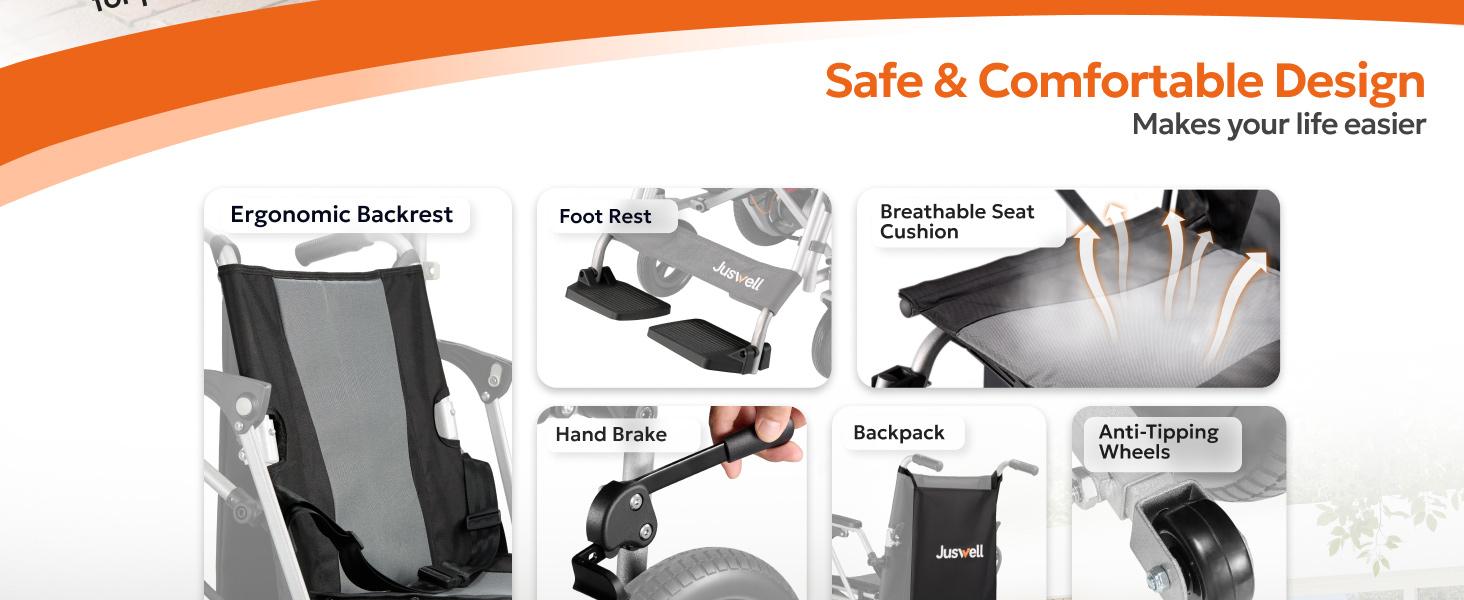 Foldable Electric Wheelchair for Adults, Lightweight Motorized Chair with 15/30 Mile Range, All-Terrain, /300350 lbs Support