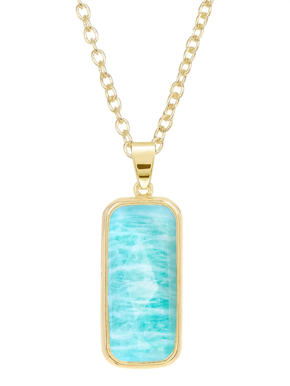 Amazonite Rectangle Pendant Necklace, Natural Gemstone Jewelry For Women Gift, Unique Jewelry