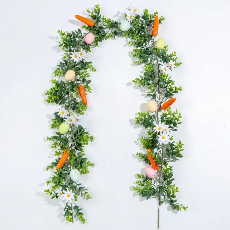 Easter Garland Spring Garland Hanging Decorative Flower Garland Artificial Easter Egg Garland for Indoor Outdoor Fireplace Flower Design