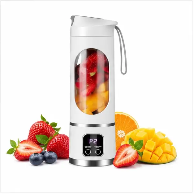 Cordless Compact Portable Blender Smoothie Machine - USB Port Fast-Charging, Smart LED Display, Leak-Proof Ice Crusher, Washable, On-the-Go for Shakes, Home, Gym